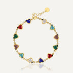 B0160 Elegant Fashion Multi-color Heart-shaped Zircon Bracelet for Women Creative Heart-shaped Jewelry