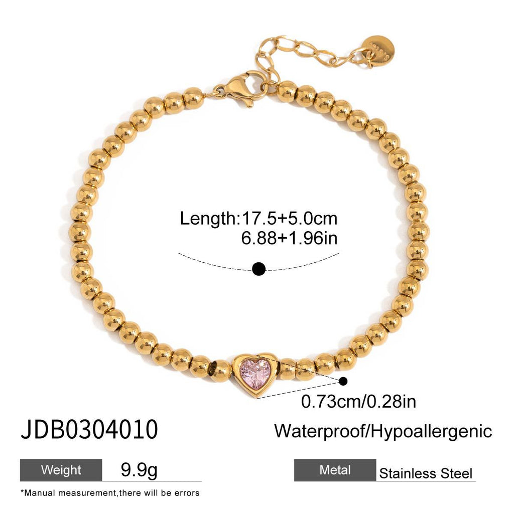 Heart Stainless Steel Zircon Bracelet Jewelry Non-Fading Accessories for Women