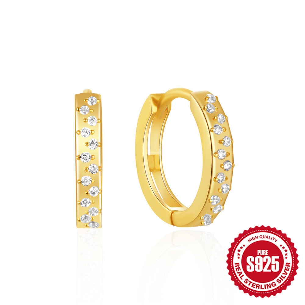 S925Sterling Silver Heart Geometric Inlaid Diamond Hoop Earrings Hot Sale Irregular Ear Clips Earrings for Women