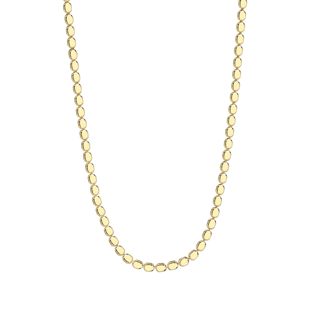 N0087 Fashion Style18K Gold Plated Bead Chain Necklace Oval Flat Bead Chain Choker Women's Jewelry
