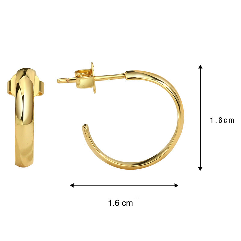 E0300 Multi-size Wind Earrings Simple Geometric C Word Earrings Curved Metal Texture Earrings for Women