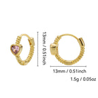 E0671 Fashionable Earrings for Women with Heart-Shaped Pink Zirconia