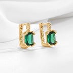 SE0329 S925Silver Original Retro Design Green Zircon Hoop Earrings Sweet Cool Earrings