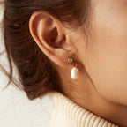 2H French Retro New Style Earrings Freshwater Pearl Hoop Earrings Stainless Steel Plating18K Gold Stud Earrings for Women