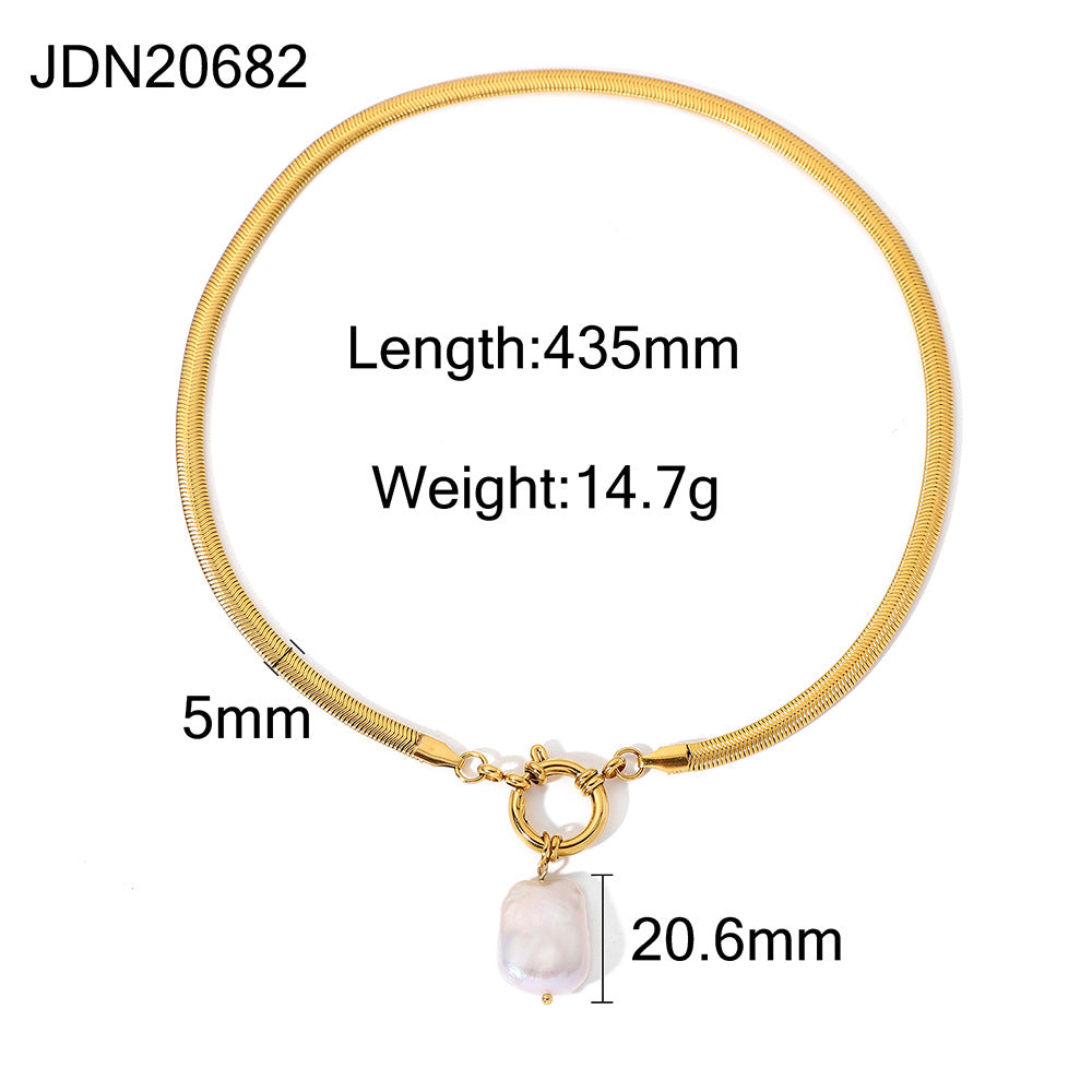 2H  Fashion Trendy Style18K Gold-plated Stainless Steel Hollow Heart Pendant Necklace with Pink Zircon Inlay