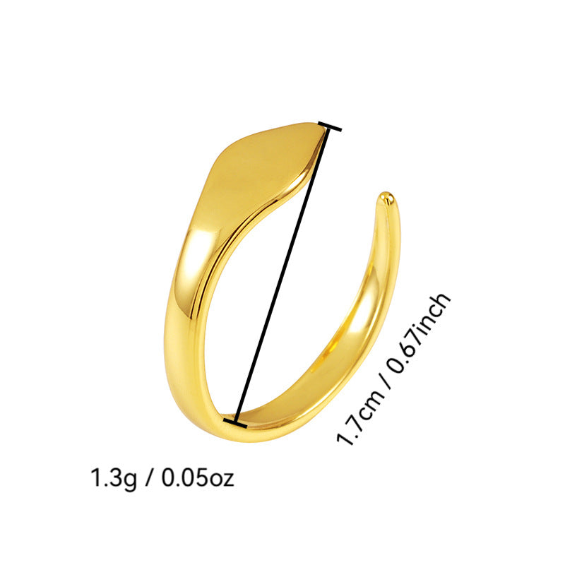 CYR0719 Minimalist gold Irregular Wave Water Drop Open Ring for Women