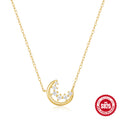 Crescent Moon Diamond Studded Layered Collarbone Necklace 925 Sterling Silver Silver — collection product image 06