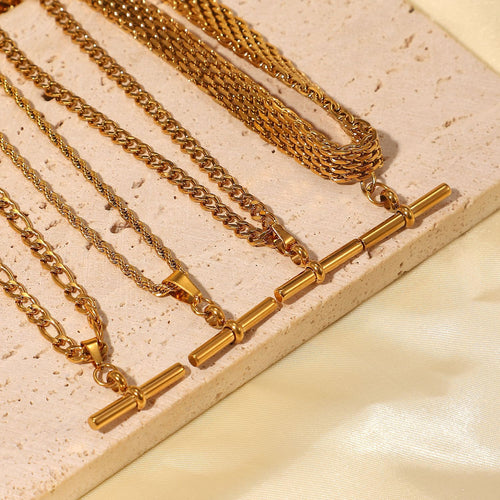 18K Gold-Tone Cuban Link Choker Stainless Steel Necklace for boutique wholesale jewelry collections