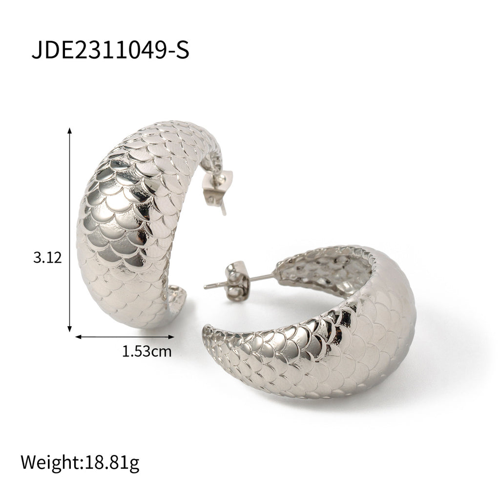 2H Stainless Steel c Hoop Earrings for Women, Non-Fading Jewelry Accessories