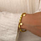 B0263 Family Engraved Round Copper Plated Sign14k Gold Fashion Beaded Trendy Bracelet