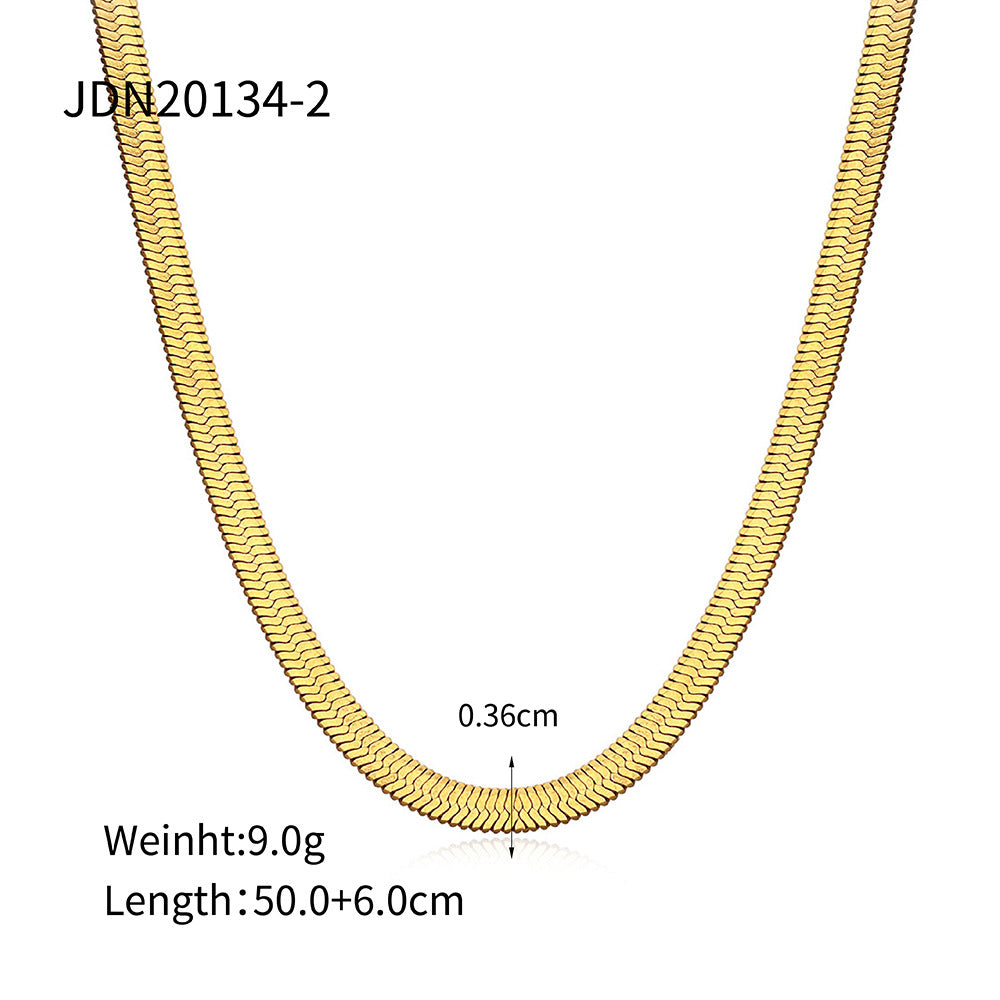 Exquisite18K Gold-Plated Stainless Steel Necklace Trendy Women's Necklace Layered Jewelry Snake Bone Chain Necklace
