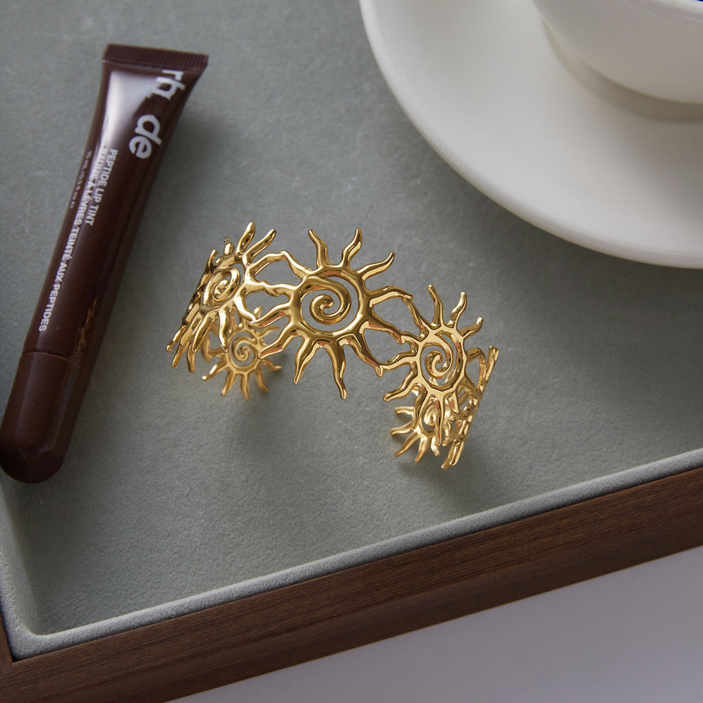 2H Stainless Steel Sun Open Bracelet for Women Non-Fading Jewelry Accessories