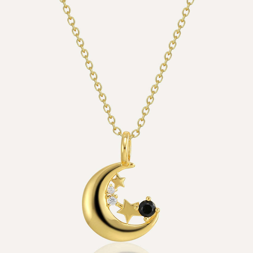 Sterling Silver Star Moon Pendant Necklace