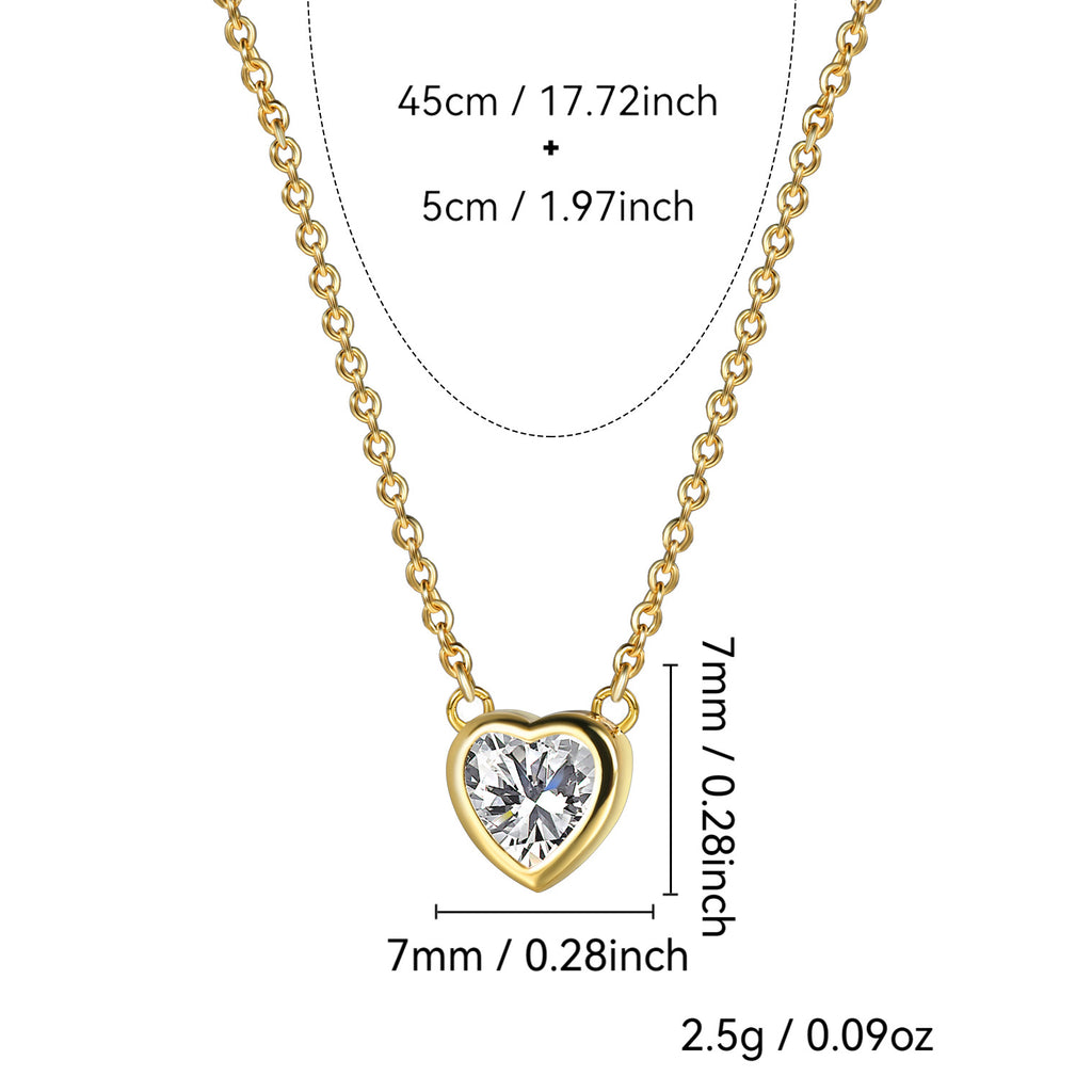N0186 Korean Simple Heart Zircon Necklace Collarbone Chain for Women with Design Sense Pendant Jewelry