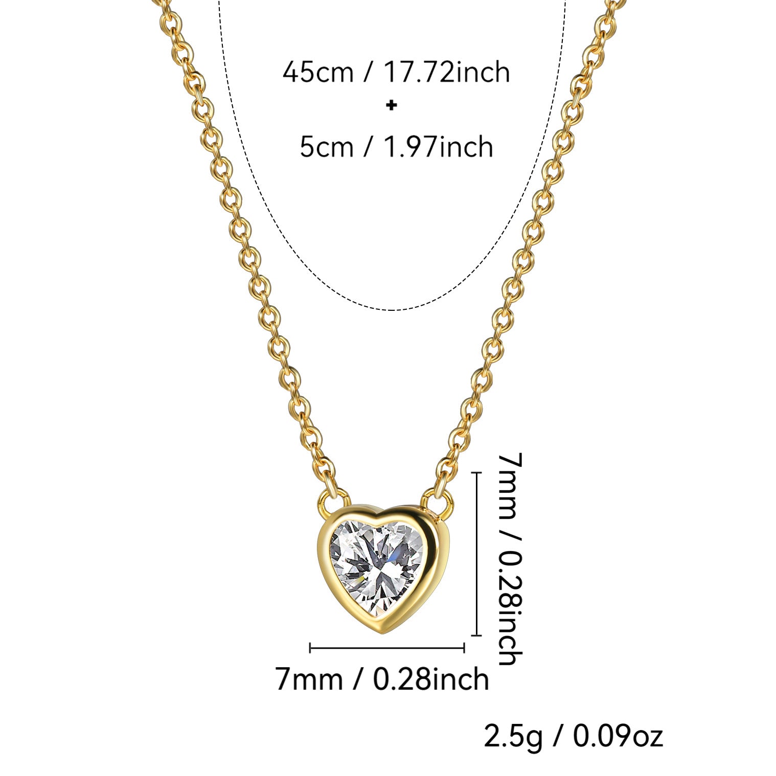 N0186 Korean Simple Heart Zircon Necklace Collarbone Chain for Women with Design Sense Pendant Jewelry