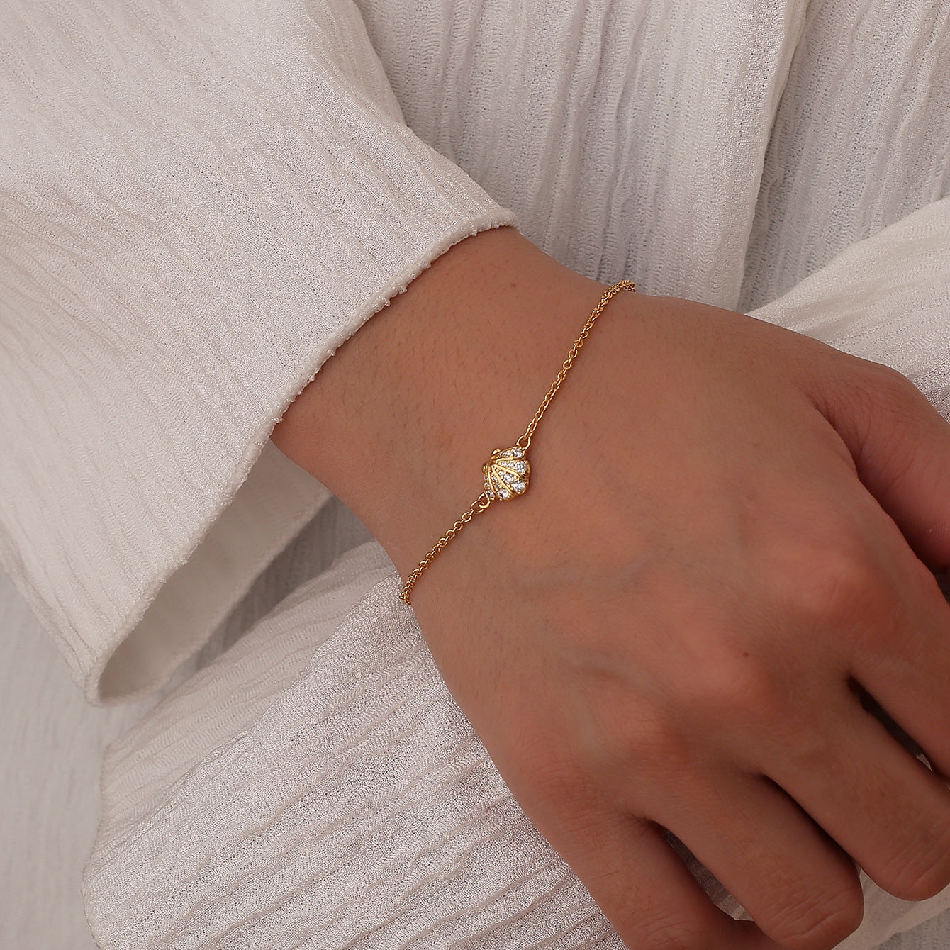 CYB0360 Copper plating14k Gold Zircon Shell Bracelet Fashion Girl Jewelry