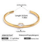 Zircon Bracelet for Women, Non-Fading Open Bangle, Stainless Steel Jewelry