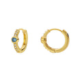 Gold-Plated Brass Geometric Blue CZ Hoop Earrings for private-label fashion jewelry buyers