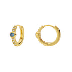 E0667 Fashion Earrings for Women Geometric Round Blue Zircon Minimalist Hoop Earrings