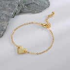 B0182  Korean Version Fashion Simple Heart-shaped Bracelet for Women gold Love Heart26Minimalist Letter Style