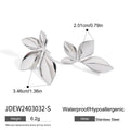 Gold-Plated Stainless Steel Earrings with Leaf Detail — alternate product view — jewelry finish and design detail