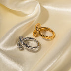 French Retro Hammered Ring Fashion Steel Color18K Gold Women's Hammered Open Ring