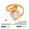Gold-Tone Stainless Steel Ring with Cubic Zirconia Detail — Polished Detail styled for independent jewelry boutiques
