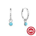Turquoise Minimalist 925 Sterling Silver Hoop Earrings — decorative detail — jewelry finish and design detail
