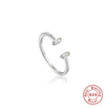 Cubic Zirconia Square 925 Sterling Silver Ring — top view — jewelry finish and design detail