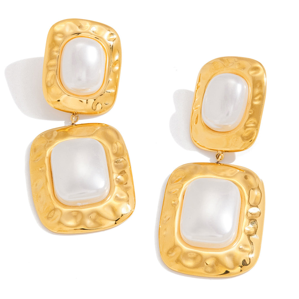 2H Resin Pearl Stud Earrings Non-Fading Stainless Steel Ear Jewelry