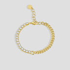 B0136 Daily Hip-Hop Style Fashion Bracelet for Women Copper Plated with Real Gold Asymmetric Zircon Chain