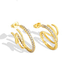E0290 Earrings Three Circle Copper Inlaid Diamond Exaggerated Round Metal Circle gold Earrings for Women