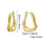 E0693 Simple Fashion Irregular Smooth Earrings for Women Brass Gold-Plated Ear Jewelry
