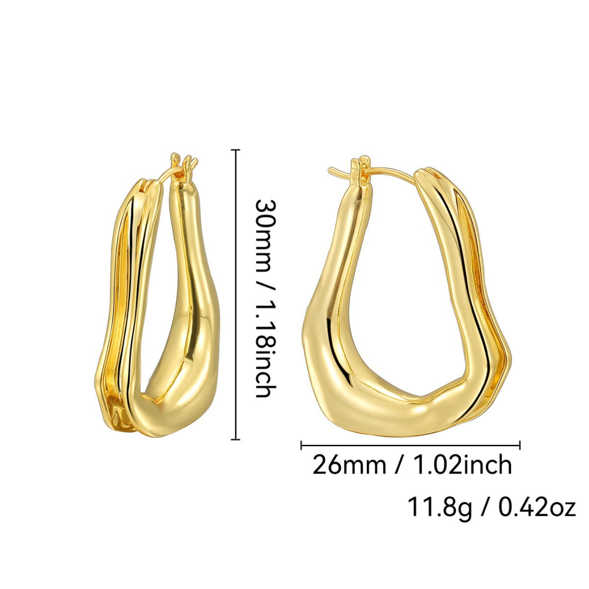 E0693 Simple Fashion Irregular Smooth Earrings for Women Brass Gold-Plated Ear Jewelry
