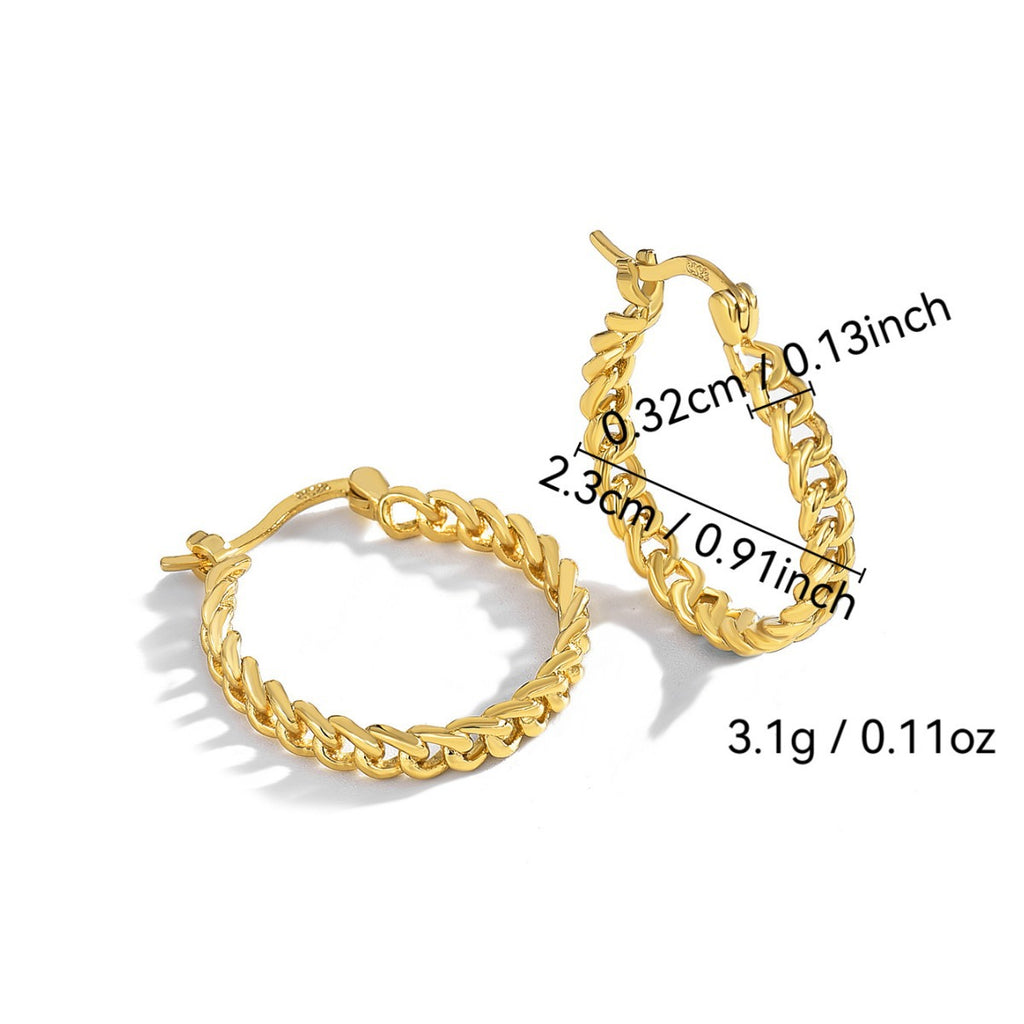 E0205Fashion Simple Style Chain Design Hoop Earrings Exaggerated Earrings Brass Gold Plated Earrings