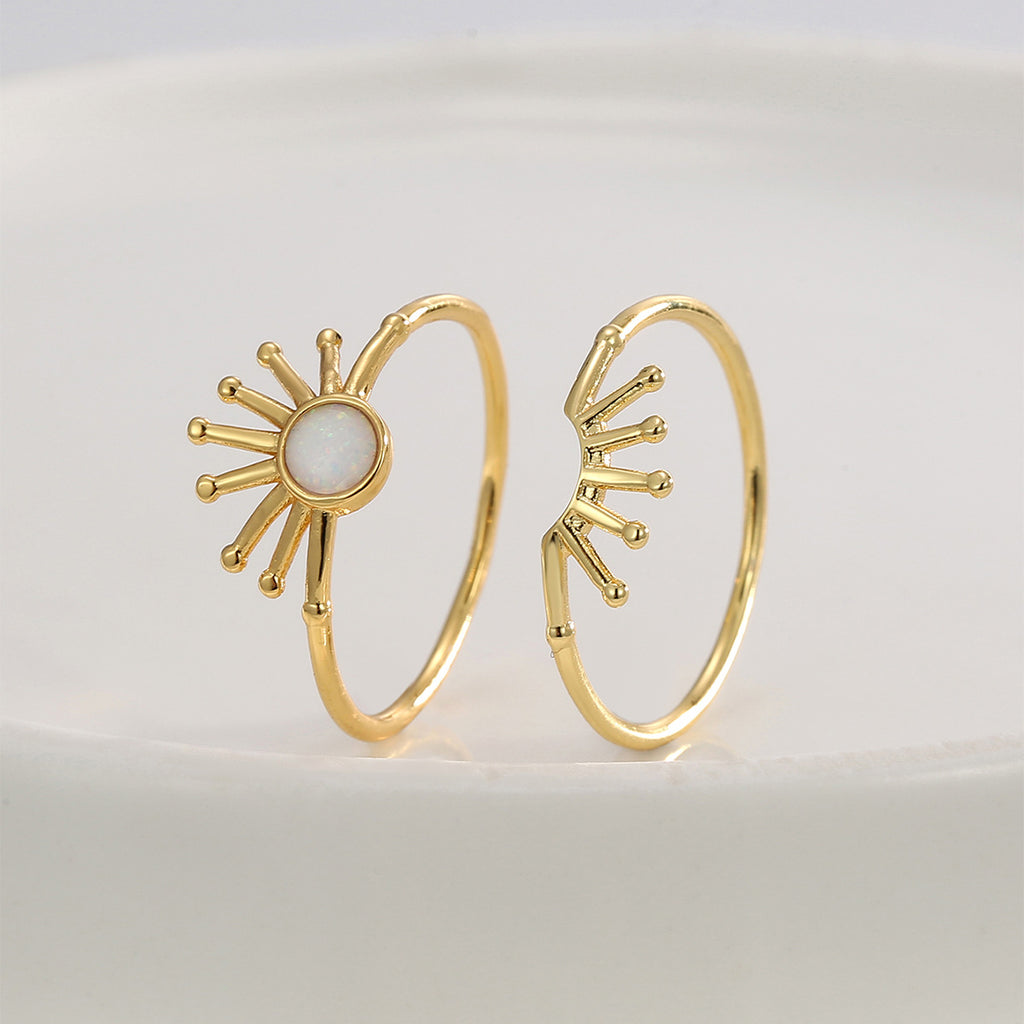 R0645 Bohemian Creative Design Sun Combination Ring for Women, Personalized Epoxy Detachable Set Ring