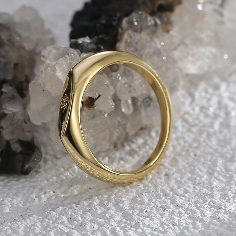 R0573 Fashion Simple Glossy Minimalist Unisex Ring Micro Pave White Zircon Versatile