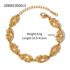 Ornament18k Gold Stainless Steel Wide Bracelet Open Bangle