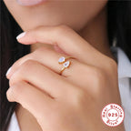 S925Sterling Silver Mini Water Drop Heart-Shaped Zircon Open Ring Hot-Selling Super Sparkling Diamond-Studded Index Finger Ring