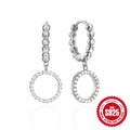 Full-Pavé Round 925 Sterling Silver Hoop Earrings — decorative detail — jewelry finish and design detail