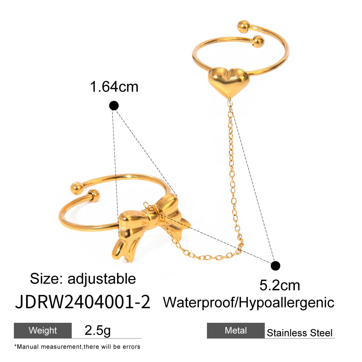 Stainless Steel Finger Bracelet Ring for Women Design rings Ornament