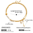 Stainless Steel Zircon Paperclip Necklace Collarbone Chain Non-Fading Jewelry