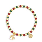 B0337 Cute Ghost Pendant Copper Plated18k Gold Bracelet Chalcedony Stone Beads