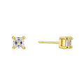 Gold-Plated Cubic Zirconia Square Minimalist Earrings — side profile