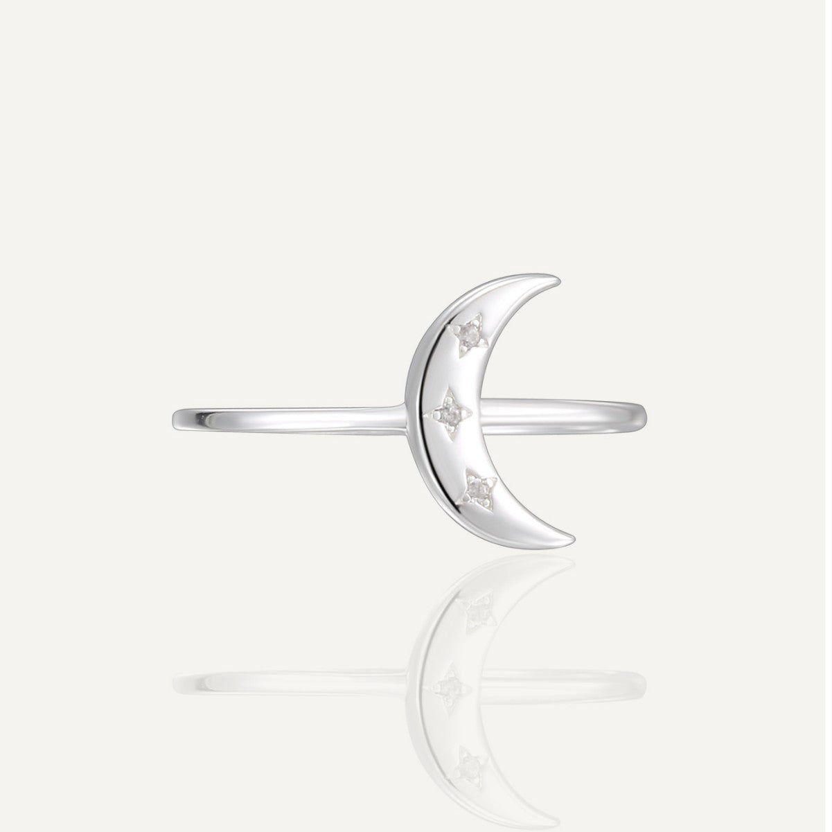 SR0047 S925Silver Moon Ring for Women, Fashionable and Unique Design