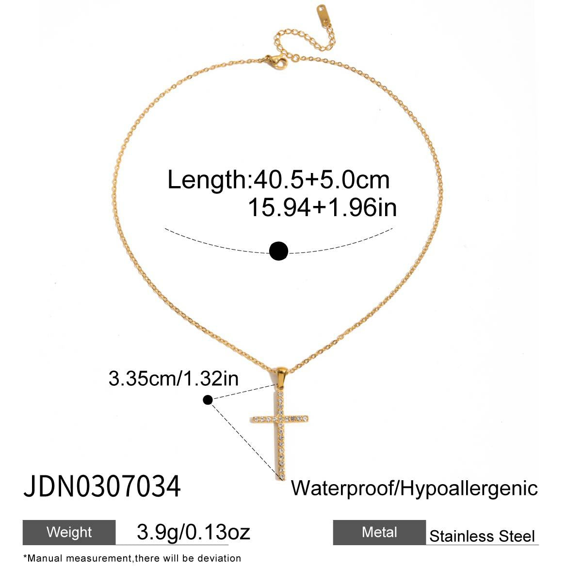 2H 18K Gold Cross Necklace Zircon Collarbone Chain Stainless Steel Jewelry for Women