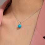 S925 Silver Turquoise Pendant Necklace Vintage Style