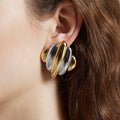 18K Gold-Plated Stainless Steel Stud Earrings with Geometric Detail — Statement Style — front view — jewelry finish and design detail