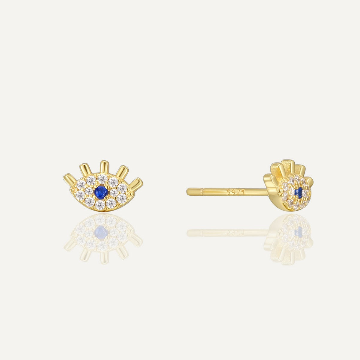 SE0250 S925Silver Blue Eyes Stud Earrings Inlaid Zircon Female Ear Jewelry Female