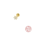 S925Sterling Silver Creative Geometric Flower Flat Head Threaded Piercing Earrings Hot Selling Ear Bone Studs